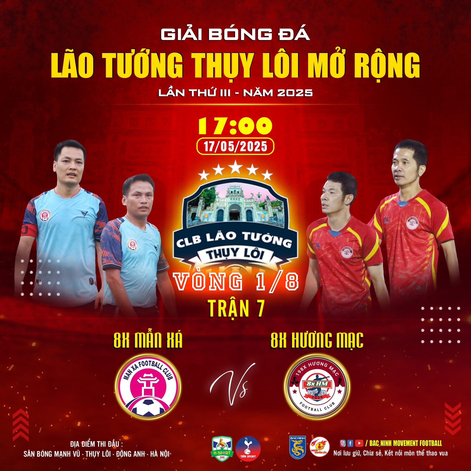 Hai Ông Lớn Phong Trào Đụng Độ: 8x Mẫn Xá vs 8x Hương Mạc – Trận Cầu Định Đoạt Tấm Vé Vào Tứ Kết Giải Bóng Đá Lão Tướng Thụy Lôi 2025.