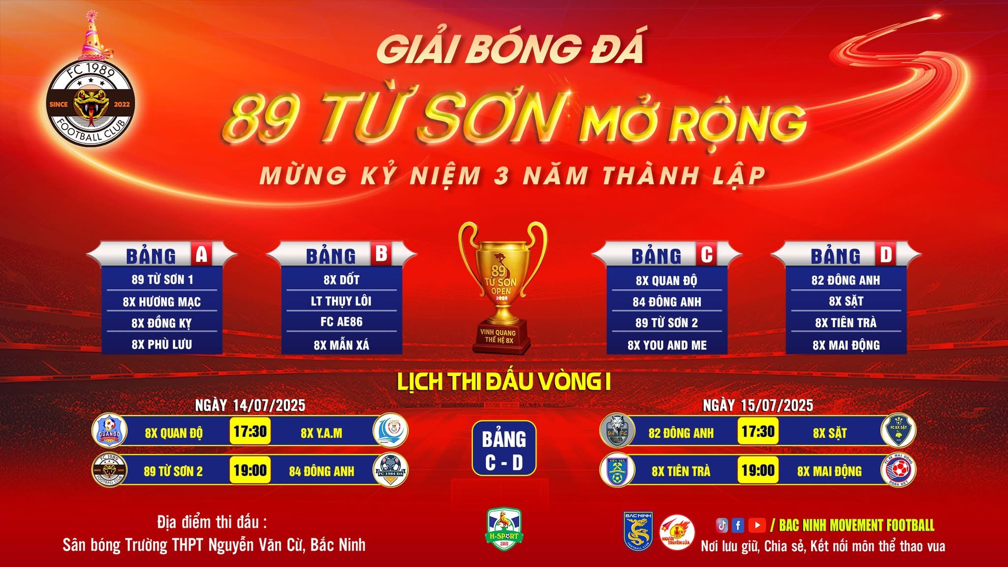 Mở Màn Kịch Tính Tại Bảng “Tử Thần” – Giải Bóng Đá 89 Từ Sơn Open 2025