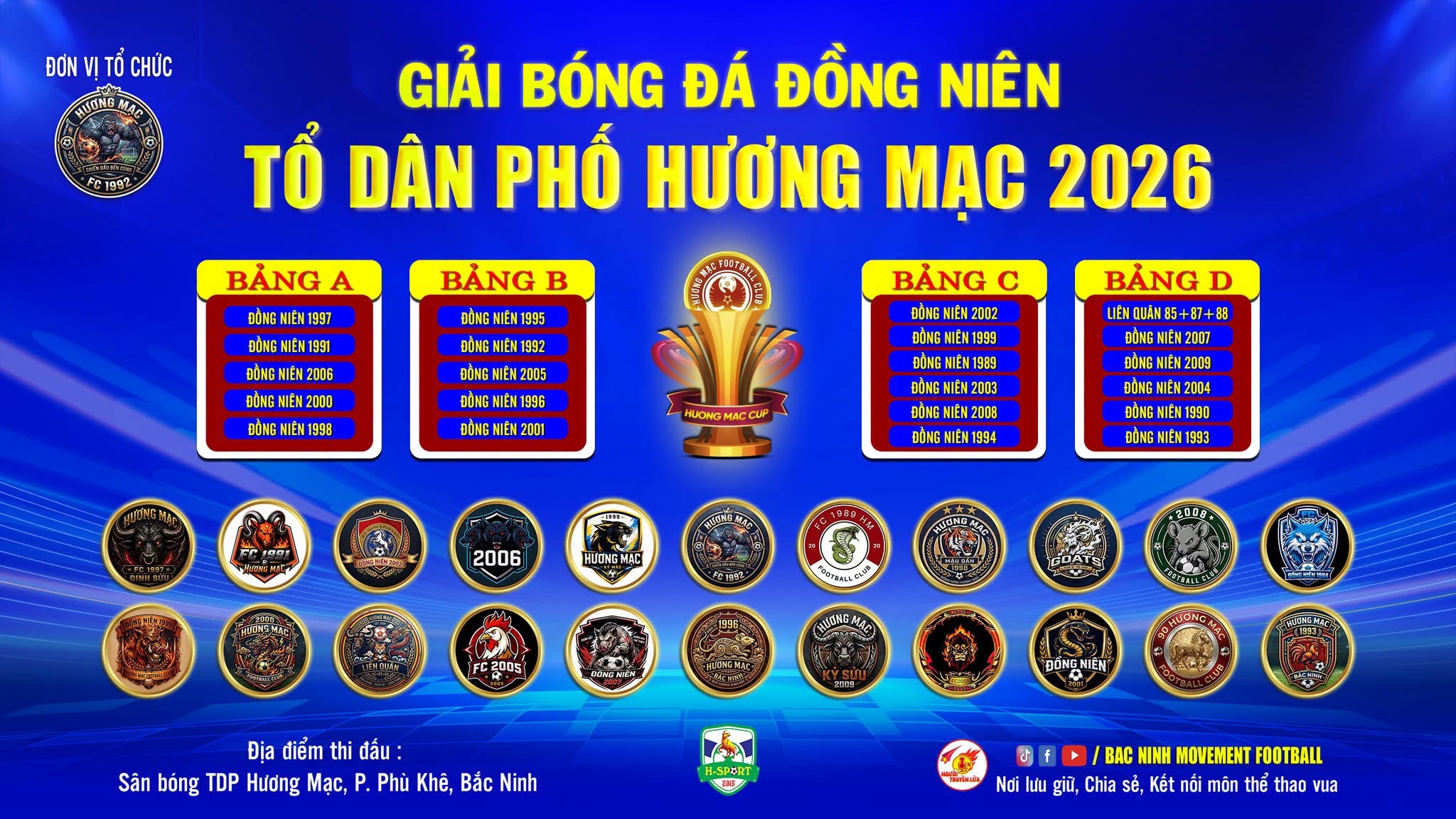 BÙNG NỔ – KINH ĐIỂN – SIÊU RỰC LỬA!  Tháng 7 này, chảo lửa Hương Mạc sẽ bùng cháy với bầu không khí bóng đá cuồng nhiệt khi Giải bóng đá Đồng niên Hương Mạc 2026 chính thức khởi tranh.